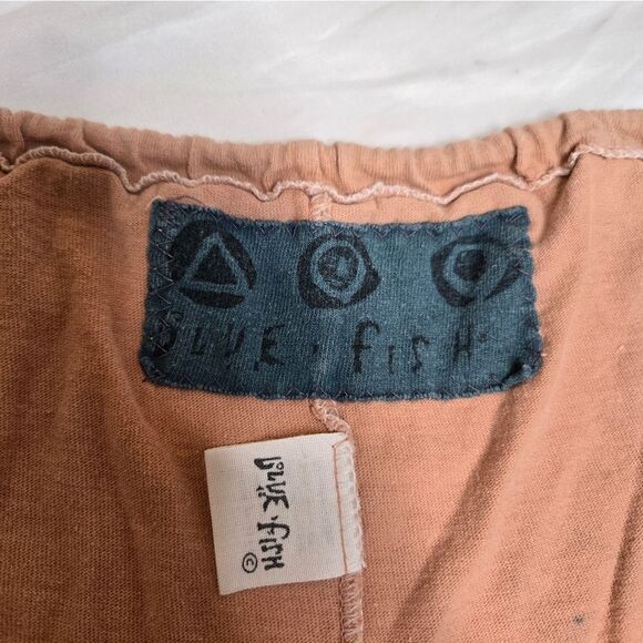 BLUE FISH seashell hand printed drawstring wide leg cropped pajama pants XL - Picture 4 of 12